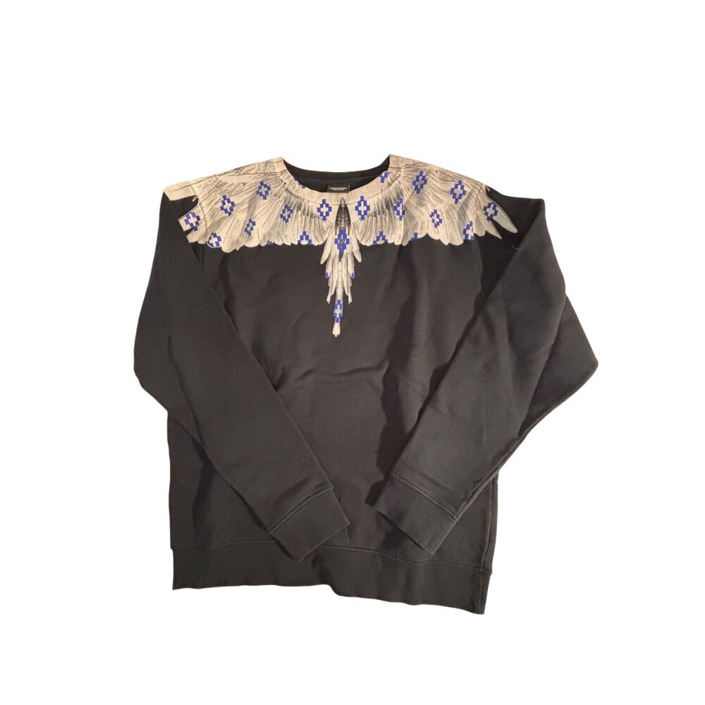 Marcelo Burlon County Of Milan Black Sweatshirt With Graphic Feather Detail